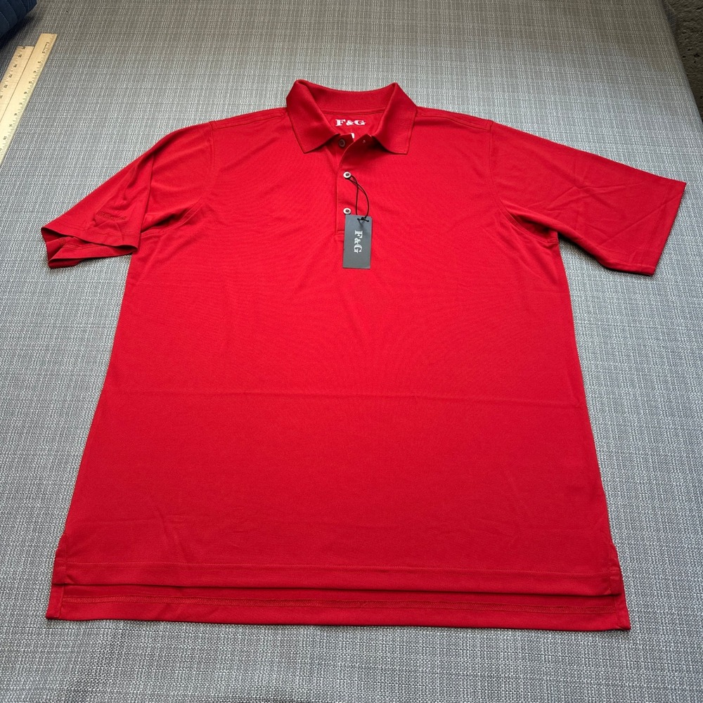 Preppy Red Polo Shirt F&G Mens Large Classic Golf Dadcore Minimalist‎ *